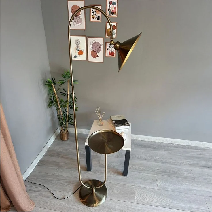 Bamyum Stehlampe Tumbled U Couchtisch Moving Head Moderne Stehleuchte, ohne Leuchtmittel, E27, verstellbarer Lampenschirm, Stehluchte mit Ablage – Bild 2