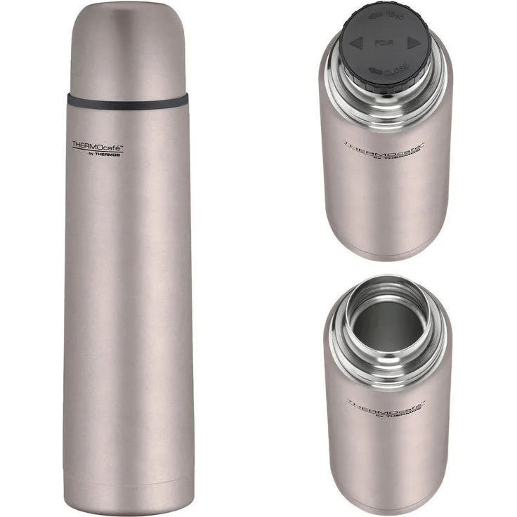 THERMOcafé Isolierflasche TC EVERYDAY, Edelstahlkörper, spülmaschinenfest, mit Twist & Pour Lid und Trinkbecher (nicht isoliert)