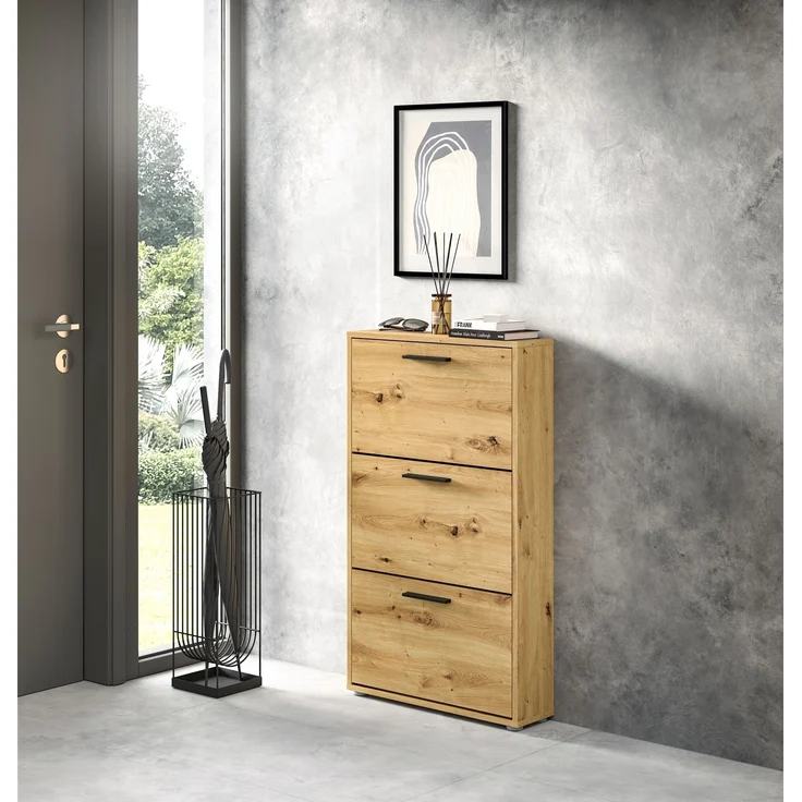 Schuhkipper >See< 3 Klappen, in Eiche Artisan Dekor - 59x103x17cm (BxHxT) – Bild 2