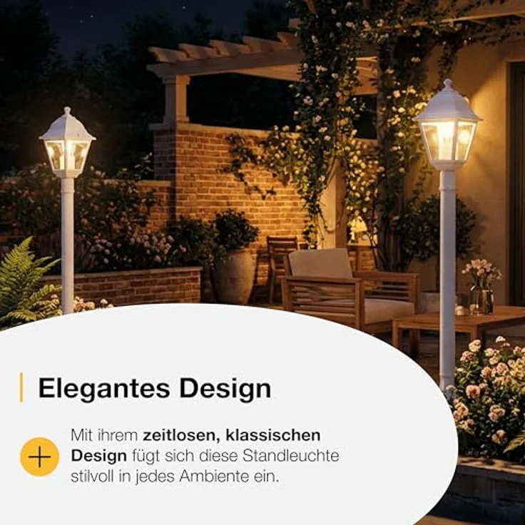BRILLIANT Nissie Außenlampe weiß – spritzwassergeschützte Außenleuchte mit E27 Fassung – Wegeleuchte für Garten, Einfahrt & Außenbereich – Bild 7