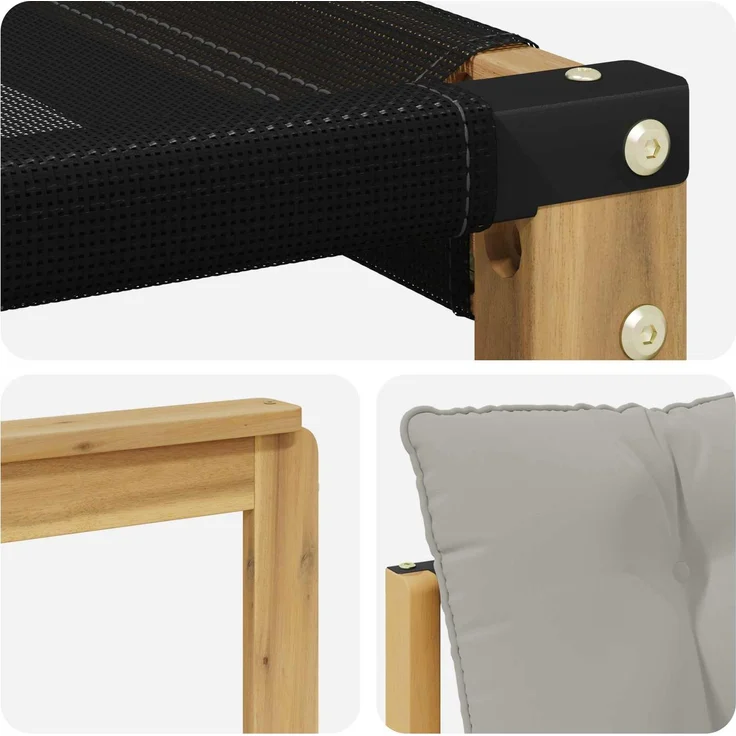vidaXL Outdoor-Sofagarnitur Massives Akazienholz und Textilene Weiß 3439057 – Bild 8