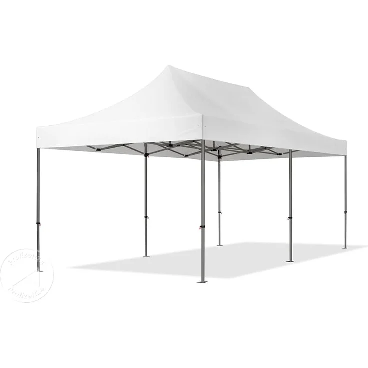 3x6 m Faltpavillon, PREMIUM Stahl 40mm, Seitenteile mit Panoramafenstern, weiß – Bild 2