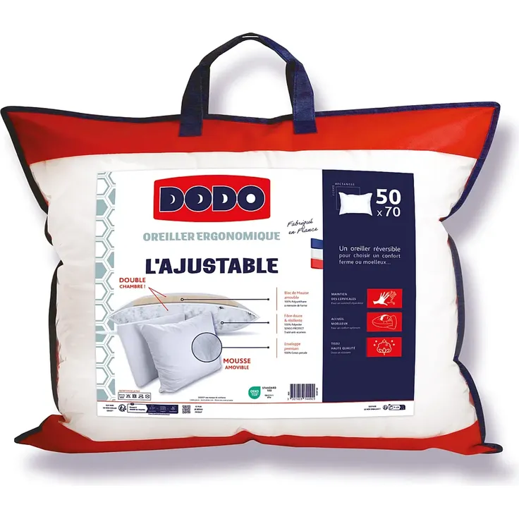 DODO - COEUR ADAPT Kopfkissen Stoff Weiß - B 50 cm x H 15 cm x L 70 cm