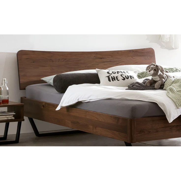 Hasena Bett Tresali Nussbaum mit Metallkufen 200x220 cm, Fußhöhe 20 cm – Lounge – Bild 3