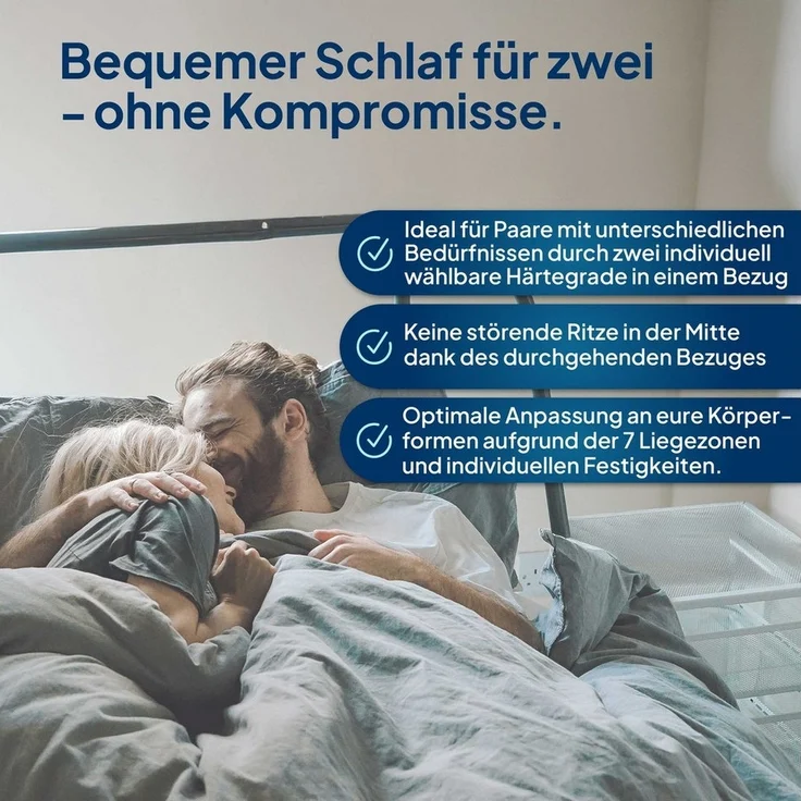 Taschenfederkernmatratze Premium 7-Zonen Federkernmatratze mit 2 Härtegraden, Optimal für Paare, AM Qualitätsmatratzen, 24 cm hoch, 140x190 cm – Bild 1