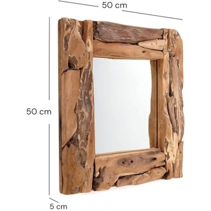 DESIGN DELIGHTS Wandspiegel WURZELHOLZ SPIEGEL "BEACHSIDE", 50x50 cm, Holzrahmen, Wandspiegel – Bild 2