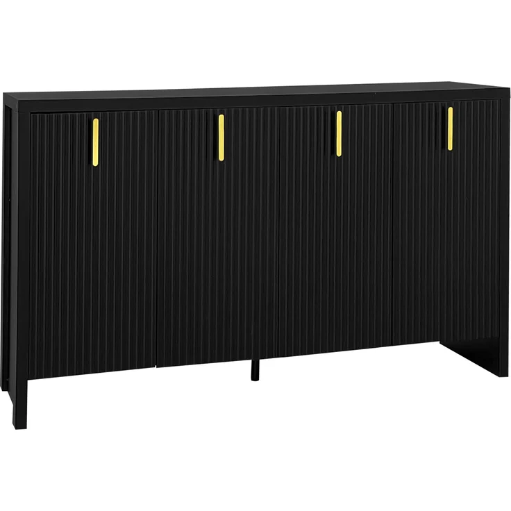 Sideboard, Holzwerkstoff mit verstellbaren Einlegeböden, 140x38x80 cm, Schwarz – Bild 3