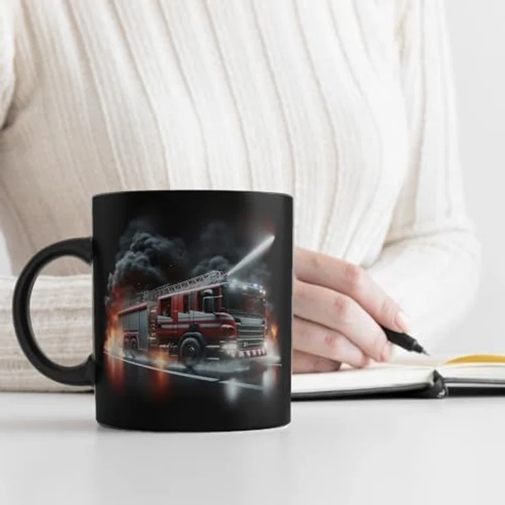 speecheese Tasse Feuerwehrfahrzeug im Einsatz Tasse in Schwarz – Bild 3