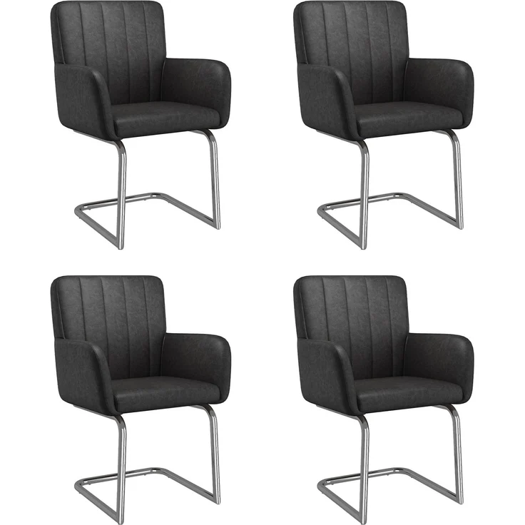 Esszimmerstuhl 56x57x86 cm im 4er-Set aus Kunstleder mit Metallgestell und ergonomischer Rückenlehne – Bild 6