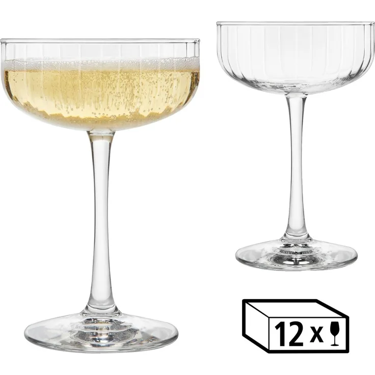 LIBBEY Champagnerglas Libbey Trinkglas, 12er Set -LINEAR-, 12-tlg, Glas, 251 ml, hochwertig verarbeitet, im modernen Design