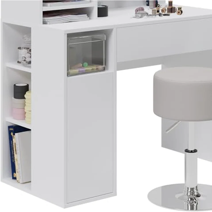 Schreibtisch Weiß 2 Teile, mit Hocker Vicco – Bild 7