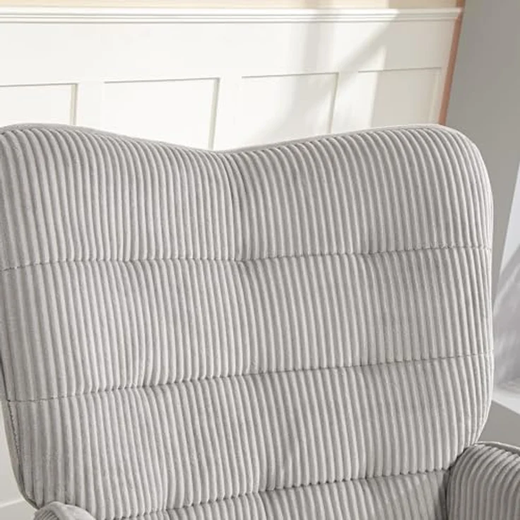 HOMCOM Schaukelstuhl, Schaukelsessel mit Kordoptik, Armlehne, Sessel mit Holzkufen, Relaxsessel für Wohnzimmer, Schlafzimmer, Hellgrau – Bild 9