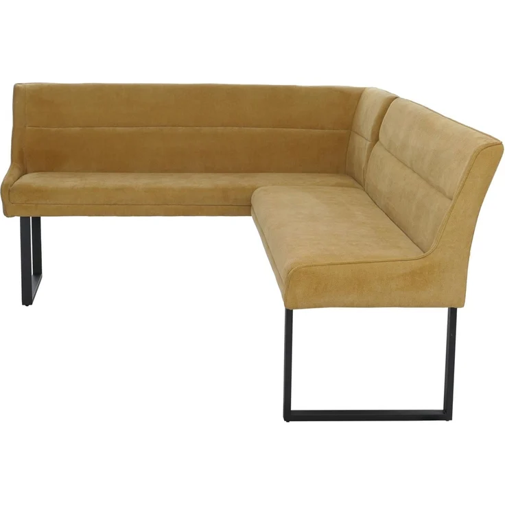 Eckbank HWC-O81, Esszimmerbank Bank, Öko-Tex (310g/m²) Chenille Stoff/Textil Metall 159x210 cm ~ senfgelb – Bild 8