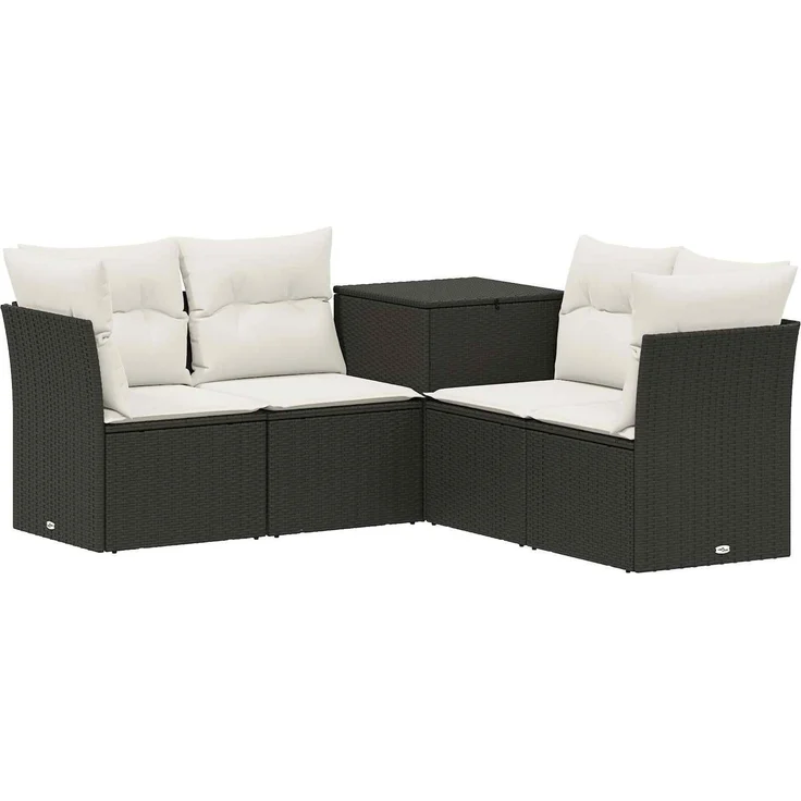 vidaXL Sofa Set 5 stk. Schwarz und Cremeweiß 179 x 179 x 85 cm 3447829 – Bild 2