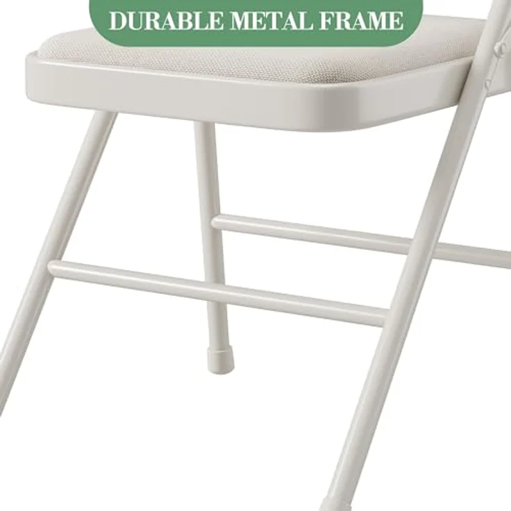 GarveeHome 2/4er Set Klappstühle Mit Polster & Rutschfesten Füßen | Faltbare Metallstühle Für Zuhause, Büro & Events | Platzsparende Stapelstühle Für Innen & Außen – Grau, Beige, Rot – Bild 3