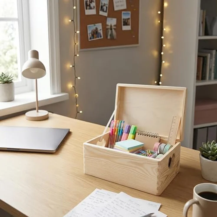Creative Deco Aufbewahrungsbox Holzkiste mit Deckel Erinnerungsbox Holzbox, herzförmige Griffe – Bild 7