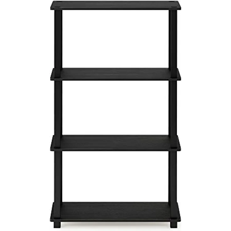 Furinno 4-stufiges Mehrzweck-Regalregal mit Vierkantrohr, holz, Americano/Schwarz, 29. 46x59. 94x109. 86 cm – Bild 6
