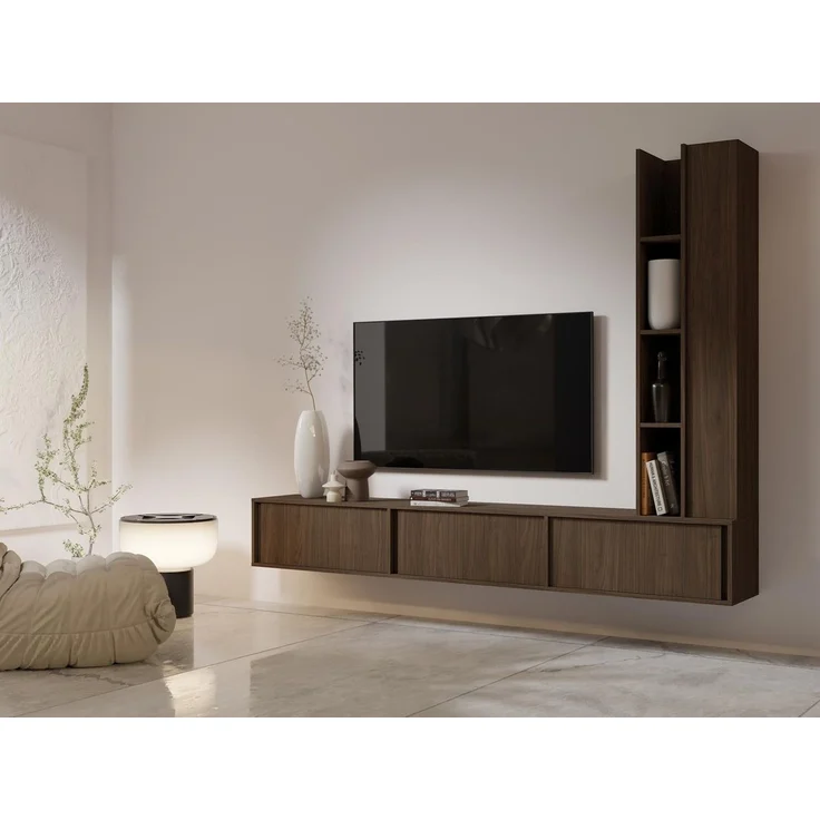Compleo Wohnwand "MARVI" TV-Wohnwand mit Lowboard und Hochschrank, (Japandi Stil), Lowboard und Regal Hängend oder stehend – Bild 2
