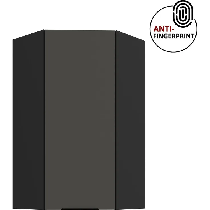 Küchen Eckhängeschrank 60x60 cm - Höhe 90 cm Küche ARIA Graphite ultra matt + Schwarz matt, hochwertige Fronten mit Anti Fingerprint Beschichtung Küchenzeile Küchenblock