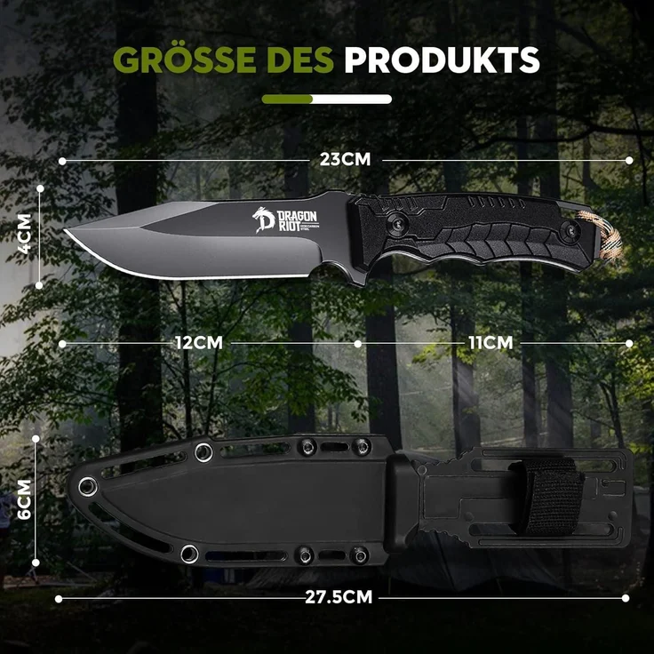 Outdoor Survival Bushcraft Messer Full Tang D2 Klinge G10 Griff Scheide 12cm – Bild 3