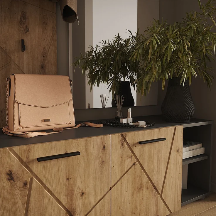 Garderobe Irma Anthrazit/Artisan 106 x 43 cm Set mit Schuhschrank und Garderobenpaneel Vicco – Bild 4