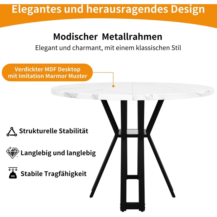 5-teilig mit großem Esstisch 100x100cm & 4 Samtstühlen, stabiler Metallrahmen, verstellbare Tischbeine, elegant & pflegeleich – Bild 5