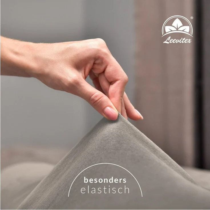 leevitex® Spannbettlaken, Premium 170g/m², Gummizug: rundum, schwer und dick, 100% Jersey-Baumwolle, Graphit / Grau, 140 x 200 - 160 x 220 cm – Bild 3