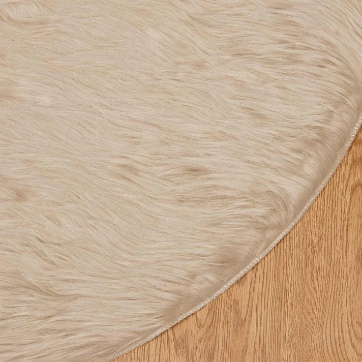 vidaXL Kunstschaffell Teppich Tafalla Beige Ø 100 cm Polyester 42021492 – Bild 7