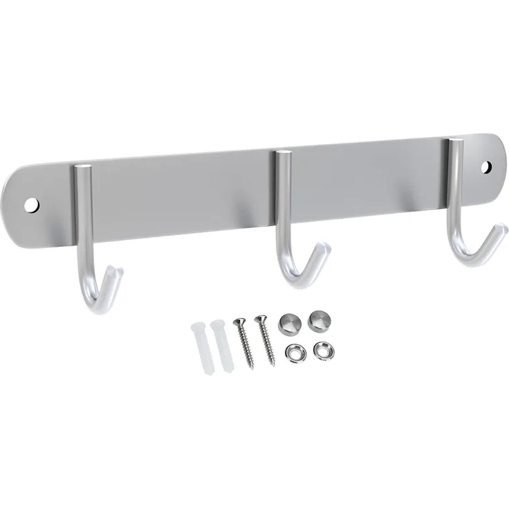 INTIRILIFE Edelstahl Garderobenleiste Modell E - 3 Haken - Kleiderhaken Garderobe Hakenleiste in 5 verschiedenen Designs