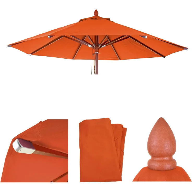 Ersatz-Bezug für Gastronomie Holz-Sonnenschirm HWC-C57, Sonnenschirmbezug, rund Ø3m Polyester 3kg ~ terracotta