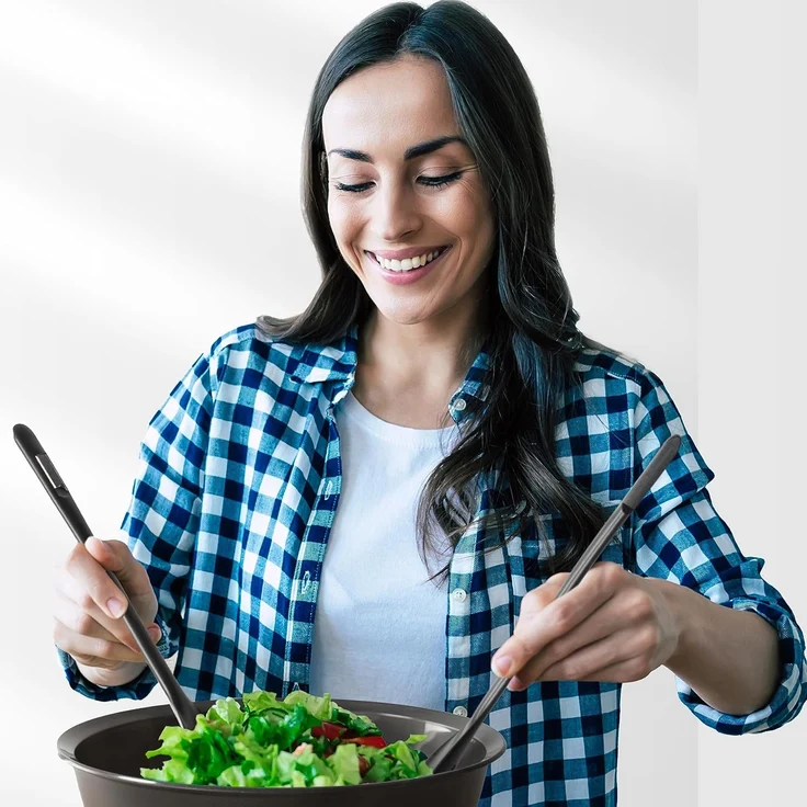 Hausfelder Salatschüssel Set groß, Schüsselset mit Deckel aus Kunststoff BPA-frei, Kunststoff, (Set, 21-tlg), Schüsseln 2x6 L, 2x3,6 L, 2x1,9 L, 2x0,7 L + 2 x Salatbesteck – Bild 6