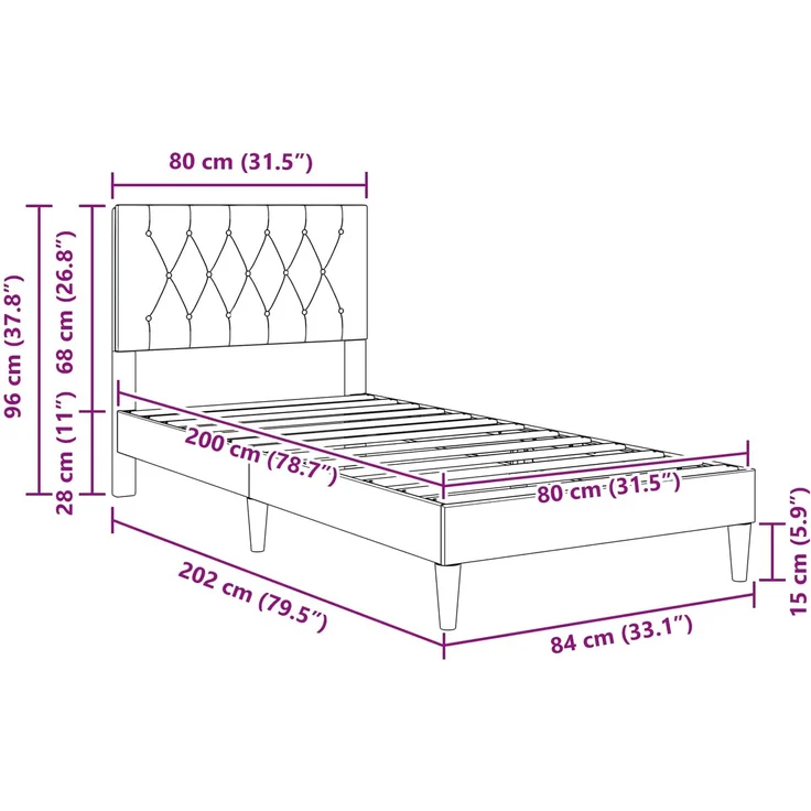 vidaXL Bettrahmen mit Kopfteil Dunkelgrau 80 x 200 cm Samt 42027626 – Bild 9