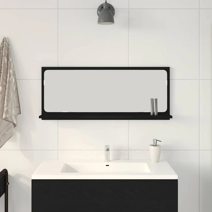 vidaXL Spiegelablage mit Regal Schwarz Eichen-Optik 90 x 10,5 x 37 cm 862528 – Bild 4