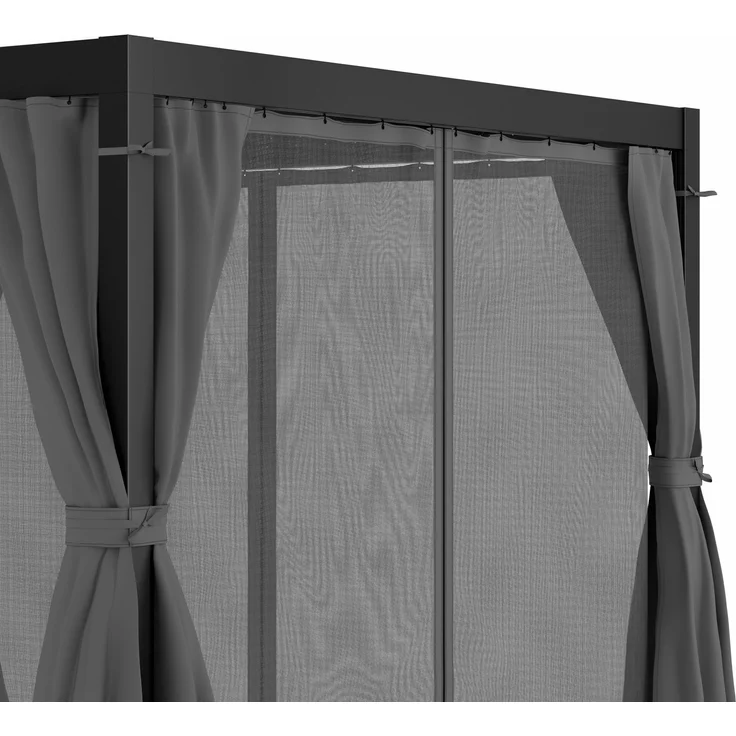 Blumfeldt Pergola 3x4 m - Verstellbares Lamellendach, Wasserdicht & Winterfest, Inkl. Vorhänge & Moskitonetze, UV-Schutz, Aluminium-Rahmen, Schwarz – Bild 6