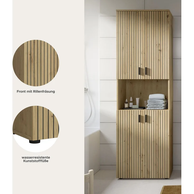 Badschrank B/H/T: 60x192x30 cm in Artisan Oak Nachbildung und -- – Bild 8
