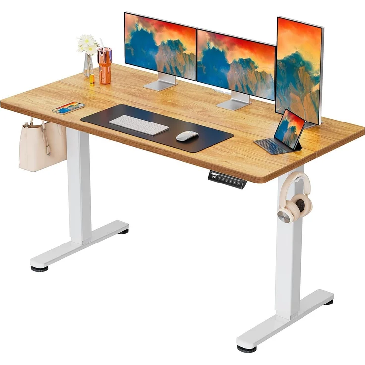 ErGear Elektrisch Höhenverstellbarer Schreibtisch 140x70 cm, Schreibtisch Höhenverstellbar mit 4-Gedächtnis-Smart-Pult für Home-Office mit Verbindungsplatte