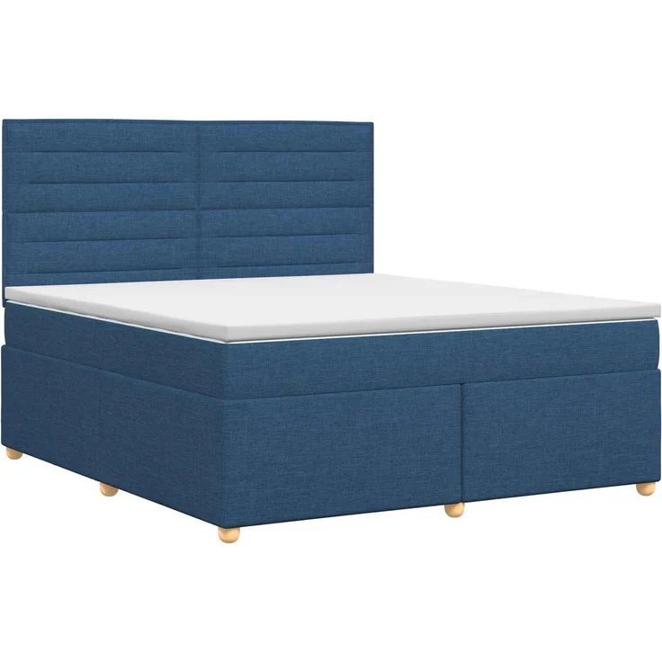 vidaXL Boxspringbett mit Matratze mit Kopfteil Blau 160 x 200 cm Stoff 3453920 – Bild 2