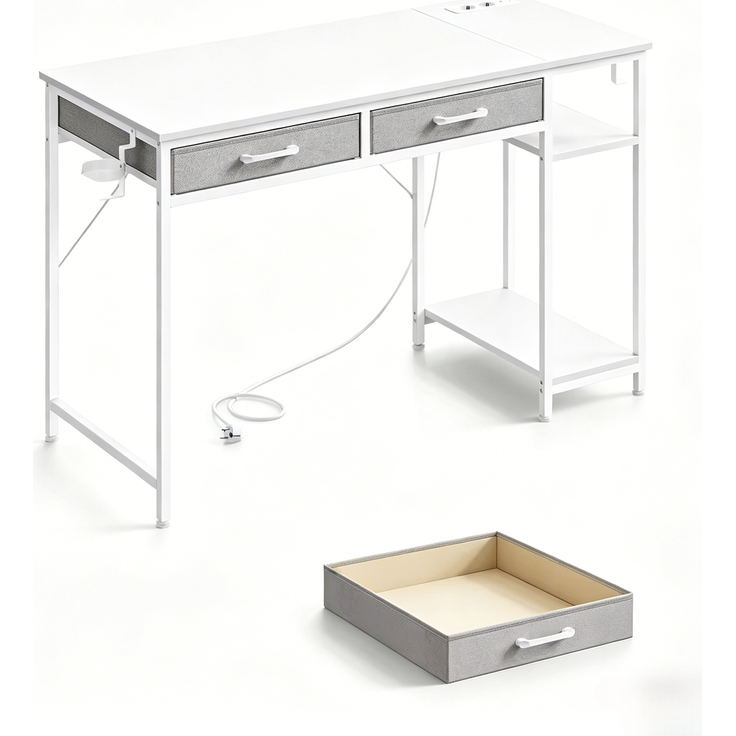 Moderner Computer Schreibtisch,Spieltisch mit Stoffschubladen,Studientisch,Umkleidetisch(nur mit Computer Schreibtisch)--Weiß--120x51x75cm--YOUDENOVA – Bild 9