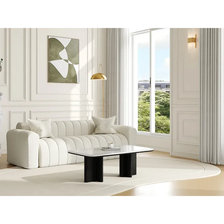 Vente-unique - ZANESKA Couchtisch Marmor SchwarzWeiß - B 60 cm x H 40 cm x L 100 cm