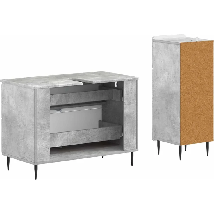 vidaXL 2-teiliges Badezimmer Schrank Set ZWOLLE Betongrau 3417678 – Bild 5