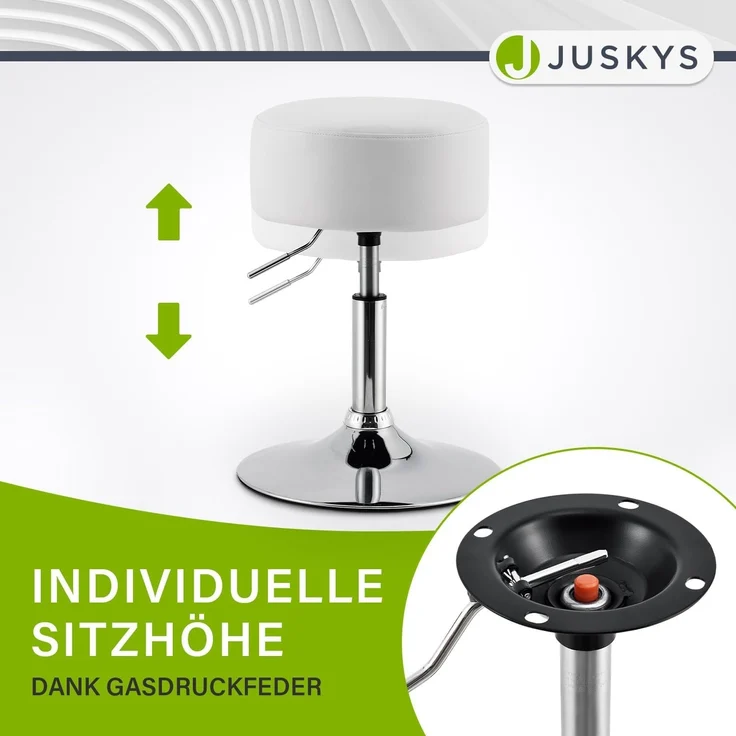 Juskys 'Tonia' Schminktisch Sitzhocker mit Kunstleder-Bezug, weiß – Bild 6
