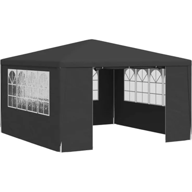vidaXL Profi Partyzelt mit Seitenwänden UV-beständig Wasserbeständig Pavillon Festzelt Gartenpavillon Gartenzelt Garten Bierzelt 4x4 m Anthrazit 90g/m² – Bild 2