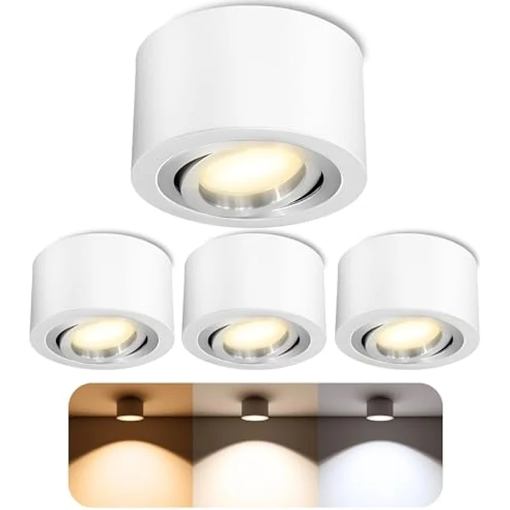 SSC-LUXon LED Aufbaustrahler LANTI Deckenspot weiß silber 6W dimmbar 3CCT, Tageslichtweiß, Warmweiß, Neutralweiß – Bild 1