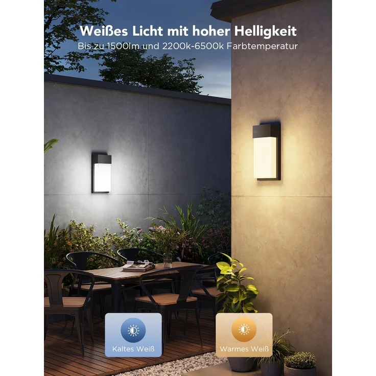 Govee Outdoor Wandleuchte RGBIC, 1500LM Smart LED Wandleuchte Aussen mit 45 Scene Modes, IP65 Wasserdicht für Wandlampe, DIY Wandleuchte, Funktioniert mit Alexa, Google Assistant und Matter, 2 Stück – Bild 3
