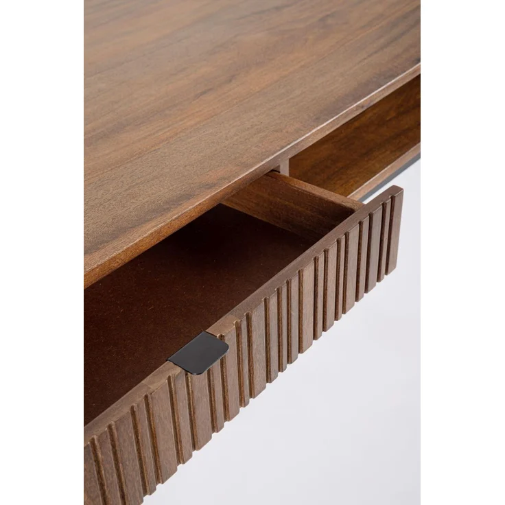 Schreibtisch Atidat aus Mangoholz, modernes Design, braun, 120 cm, Metallgestell, mit Schublade – Bild 4