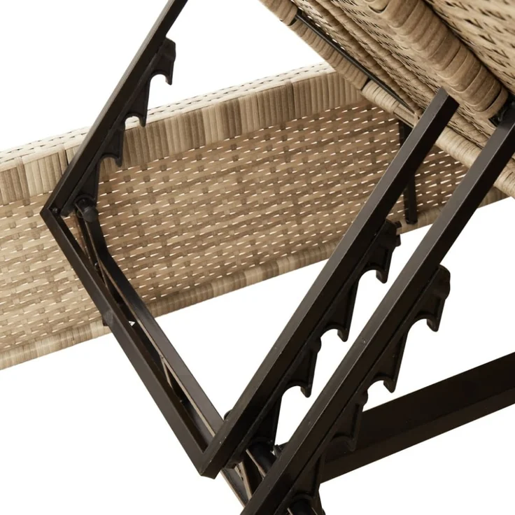 vidaXL Doppel-Sonnenliege mit Auflagen Beige Poly Rattan 368182 – Bild 3
