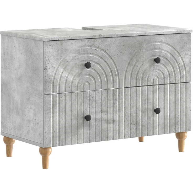 vidaXL 2-teiliges Badezimmer Schrank Set ALKMAAR Betongrau 3417669 – Bild 3
