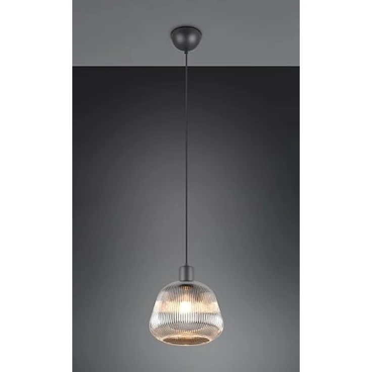 Trio Leuchten Pendelleuchte Tarifa E27, schwarz matte Metall-Glas-Kombination, Ø 22 cm, max. 25W – Bild 2