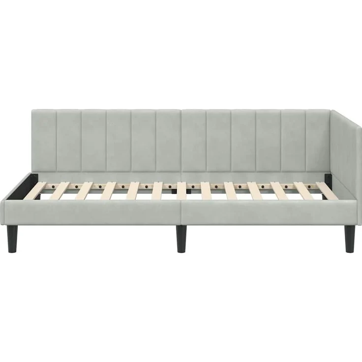 vidaXL Eckbettgestell mit Kopfteil Hellgrau 100 cm x 200 cm Samt 42016358 – Bild 4
