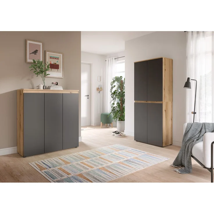 Universalschrank (B/H/T: 190x175x37 cm) in Evoke Oak Nachbildung und anthrazit – Bild 5